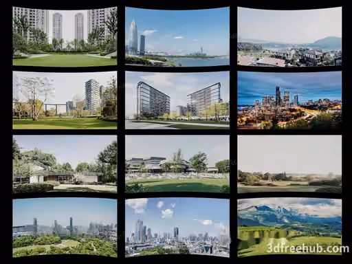 A Collection Of 3D Renderings Of Various Citysc 3D Model – 21615 – VRAY Render
