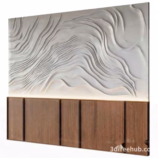 Modern Wood And White 3D Wall Art 3D Model – 22565 – VRAY Render