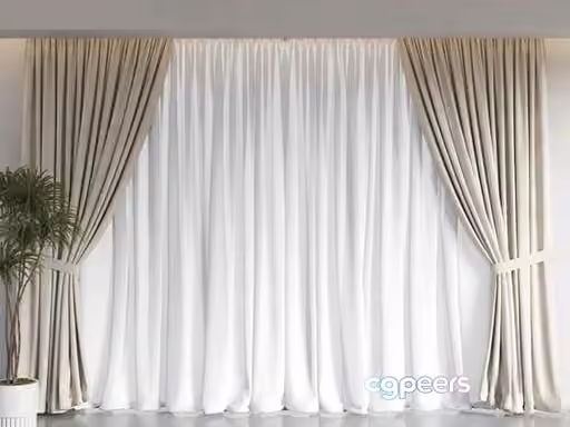 White Curtains 3D Model – 23725 – VRAY Render