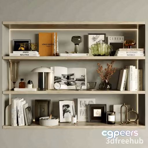 Light Wood Shelves 3D Model – 22950 – VRAY Render