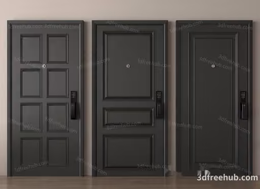 A Set Of Three Doors 3D Model – 23334 – VRAY Render