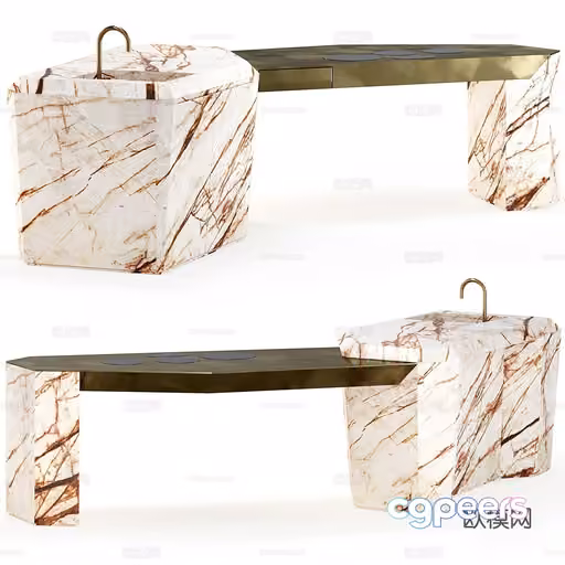 Modern Marble Sink And Bench 3D Model – 21735 – VRAY Render