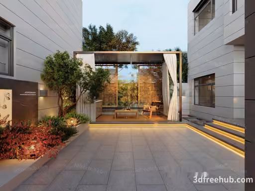 Modern Outdoor Seating Area 3D Model – 21781 – VRAY Render