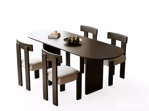 A Dining Table With Four Chairs 3D Model – 23335 – VRAY Render