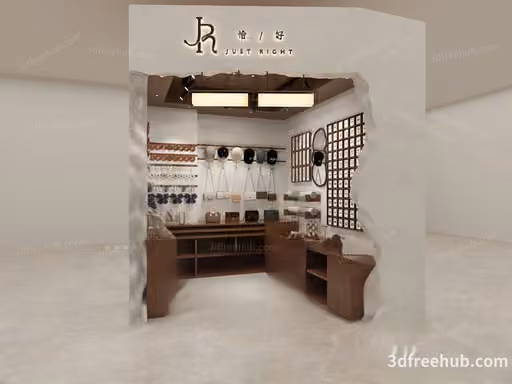 A Store Display With Various Bags 3D Model – 22621 – VRAY Render