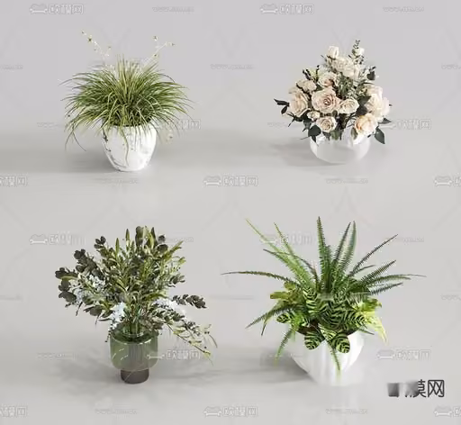 A Collection Of Potted Plants 3D Model – 22155 – VRAY Render